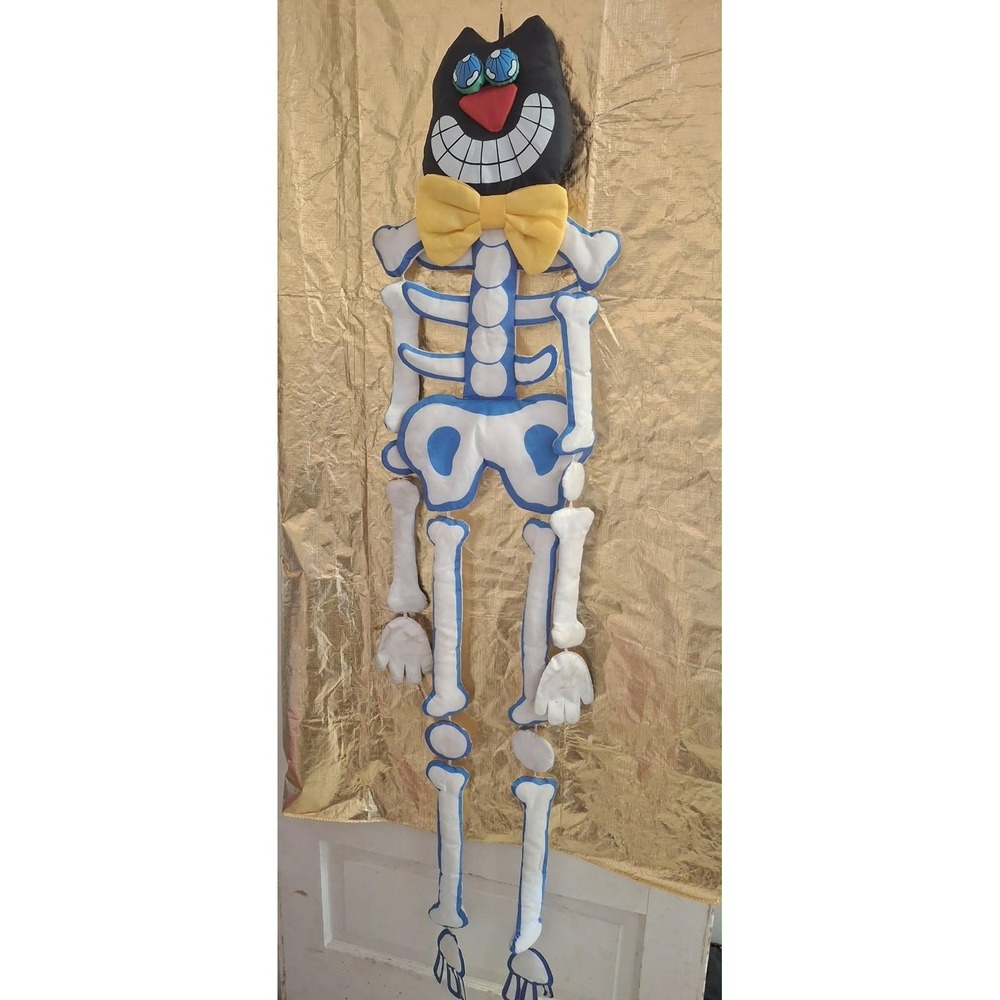 Vintage Halloween RARE Hanging Black Cat Skeleton Bones Decor Prop HTF - Picture 8 of 8